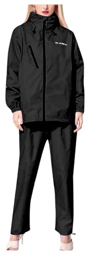 Regenanzug für Damen, Fahrrad, leicht, Regenanzug, Damen, faltbar, mit Windjacke und Hose, wasserdicht, 2-teiliges Set, wasserdichte Jacke und Überhose