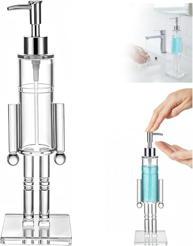 Nutcracker Soap Dispenser, 2 Stück Acryl Klar Nussknacker Seifenspender, Nachfüllbar Lotion Behälter Für Küche Badezimmer Theken Deko (A)