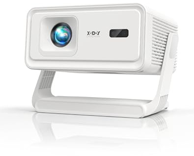 【AI Auto Focus & 2×5W Stereo Sound】Xgody Mini Projector with Android 14, 260ANSI 4K/8K Supported Smart Projector, Bulit-in Apps, Auto Keystone, WiFi6, Bluetooth 5.4, Screen Mirroring Beige