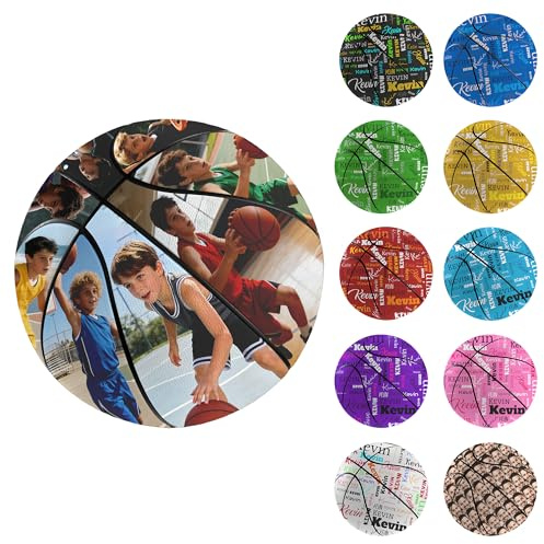 FCLYDER Personalisiert Basketball mit Namen oder Foto - Individuelles Geschenk für Trainer, Abschlussball oder Geburtstag - Hochwertiger Custom Basketball