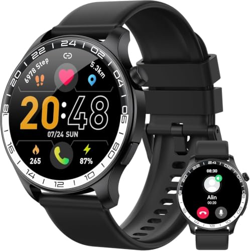 Smartwatch Uomo Donna, 1.43 HD AMOLED Orologio Smartwatch con Chiamate e Whatsapp, Orologio Digitale con 100+Sport, SpO2/Sonno/Cardiofrequenzimetro