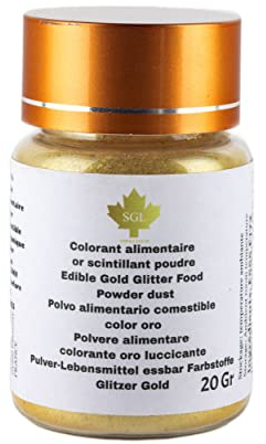 sim gold leaf Colorante dorado polvo para alimentos comestibles - Bote de 20 g
