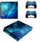 eXtremeRate Pegatina Completa para ps4 Slim Consola y Control - 2 Calcomanías de Mando, 2 Pegatinas Adhesivas para Barra de Luz LED, Accesorios Decorativos (Galaxia Azul)