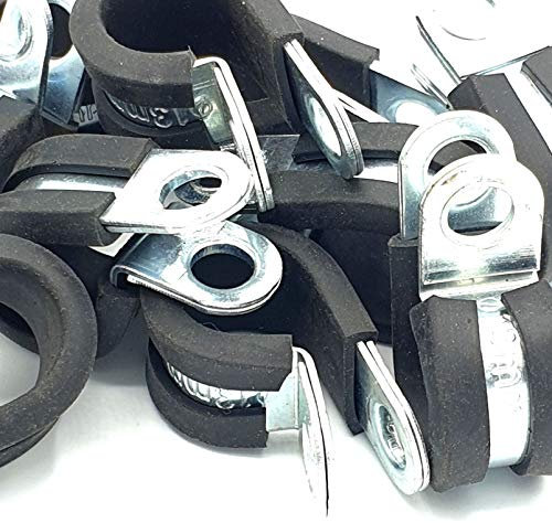 10pcs x 13mm Rubber Lined Cable P-Clips Steel Hose P Clamps
