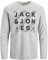 JACK & JONES Mens Slim Fit T-Shirt 100% Cotton Long Sleeves T-Shirts with Logo, Light Grey, Sizes- M