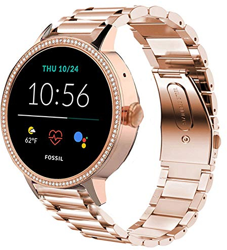 LvBu Armband Kompatibel mit Fossil Damen Gen 5E Smartwatch, Classic Edelstahl Uhrenarmband für Fossil Damen Gen 5E Smartwatch (Roségold)