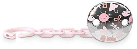 Suavinex 307222 Clip Porta Succhietto per Neonati +0 Mesi, Effetto Metallizzato Argento, Blu