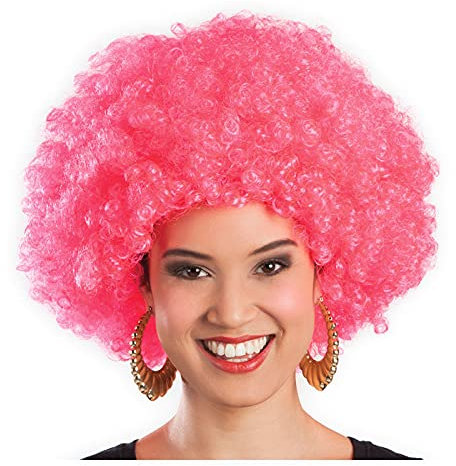WOOOOZY NEU Perücke Unisex Damen Super-Riesen-Afro Locken, pink