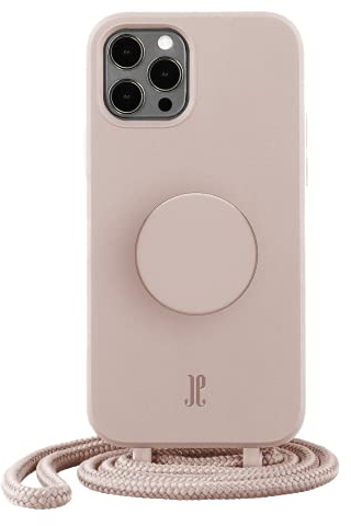 PopSockets x Just Elegance - Phone Case for iPhone 12/12 Pro with a Removable Braided Necklace and a PopGrip with a Swappable PopTop - Rose Breath