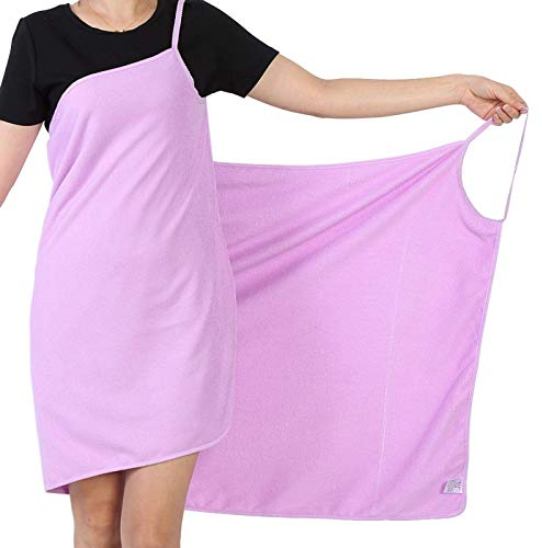 Tyenaza Bademantel, Handtuch, Baderock, wasserabsorbierend, für Damen, Baderock, Schulterriemen, tragbarer Rock, Kleid, Badetuch, Wickeltuch, für Spa/Strand/Sauna, Violett