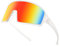 WANWAN Herren und Damen Sonnenbrille, Radsportbrille, 80er-Jahre-Baseballbrille für Jugendliche, Kinder, Teenager, Weiß, Rot