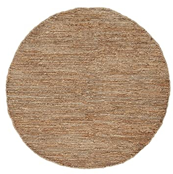 carpetfine Juteteppich Nala Rund Naturfarbe Beige Ø 300 cm handgewebt aus Jute | Moderner Naturteppich Uni im Boho - Style robuster Teppich Rund für Wohnzimmer, Schlafzimmer und Küche