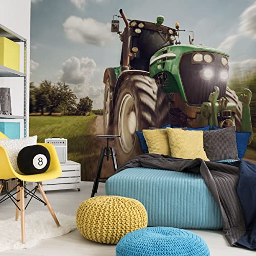 Muralo Tapete Selbstklebend Jugend, Traktor, Feld, 3D, XXL - 270x180 cm | Moderne Fototapete, hochauflösender Druck, edle Optik - ideal für Schlafzimmer und Kinderzimmer, Tägliche Entdeckerabenteuer