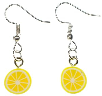 Miniblings Zitronen Ohrringe Miniblings Hänger Frucht Orange Zitrone Limette Scheibe gelb