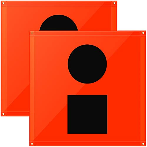 Tudomro 2 Pieces Orange Safety Distress Flag for Boating 3 x 3 Feet Visual Distress Signal Marine Boat Orange Boat Flag for Guard Emergency Fishing Kayak Camping Hiking Climbing
