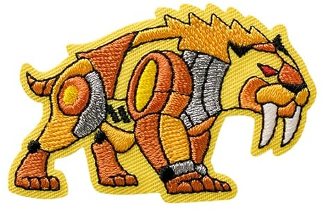 Mono-Quick 10383 Säbelzahntiger Roboter Bügelbild, Patch, ca. 3,8 x 6 cm Tiger Applikation