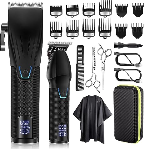 Roziapro Professionelle Haarschneide Maschine Für Männer Trimmer-Set Schnurlos Friseurschneider Maschine Wiederaufladbar T-Klinge Outliner Trimmer Herren-Bartschneider Haarschneide-Set