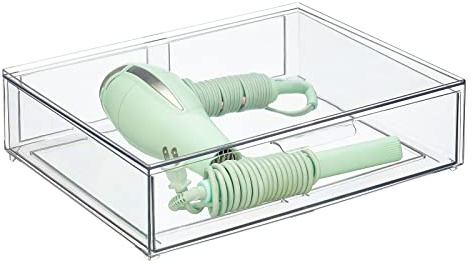 mDesign Kosmetikorganizer – stapelbare Schubladenbox aus Kunststoff – praktische Box zur Aufbewahrung von Badartikeln – durchsichtig