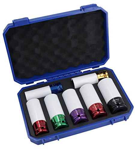 Metric MM 1/2in Drive Deep Alloy Wheel Nut Sockets Colour Coded 17mm – 27mm