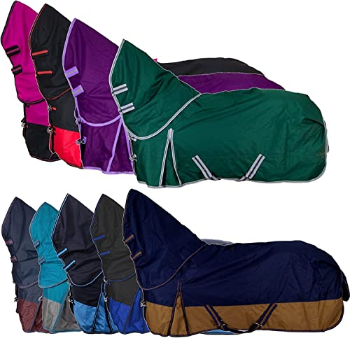 RL24 - Weidedecke Full Neck Basicline 600D Polarfleecefutter | als Regendecke & Übergangsdecke | wasserdichte Outdoordecke mit Kreuzbegurtung | Pferdedecke in Graphit/Koralle | Größe 115 cm