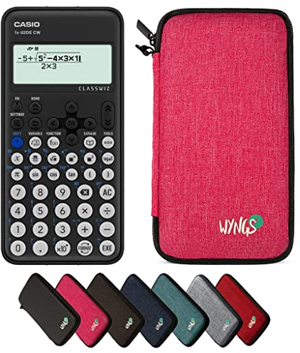 Casio fx-82DE CW ClassWiz inkl. WYNGS Schutztasche Pink - Wissenschaftlicher Taschenrechner - Basic Paket