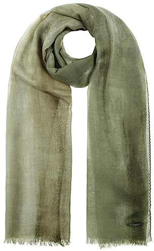 Stetson Light Summer Wollschal - Mehrfarbiger Schal mit Fransen - Webschal aus 100% Wolle - Damen & Herren - Für alle Jahreszeiten oliv One Size