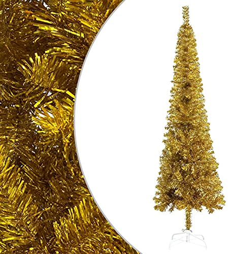 NAMUlA Schlanker Weihnachtsbaum, künstlicher traditioneller Weihnachtsbaum, Weihnachtsdekoration und Geschenk für drinnen und draußen, Gold 150 cm Fashionable