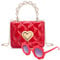 RSXING Kinder Umhängetasche Mädchen Handtasche - Verstellbarem Gurt Perlen Handtasche - Prinzessin Mini Tasche Kinder Schultertasche Geschenke für 3 4 5 6 jährige Mädchen(rot)