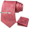 JEMYGINS Herren Paisley Krawatten set mit Krawattenklammer und Einstecktuch,Ägyptisches Rotes Schwedisches Alfalfa-Rot
