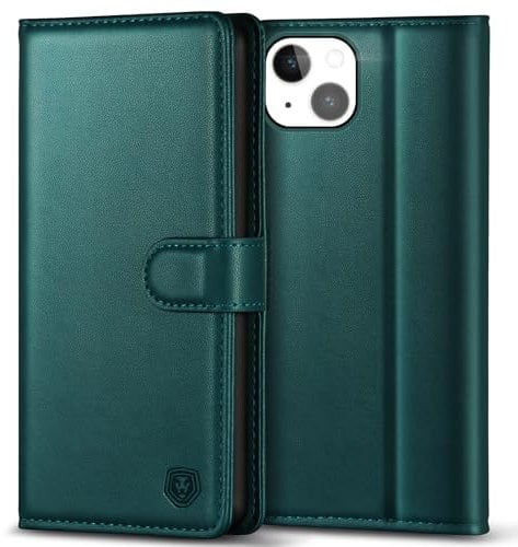 Kuafcase Compatible for iPhone 14 Plus Case with 4 Card Slots Magnetic Closure Kickstand Shockproof Protective Phone Case Compatible for iPhone 14 Plus - Green