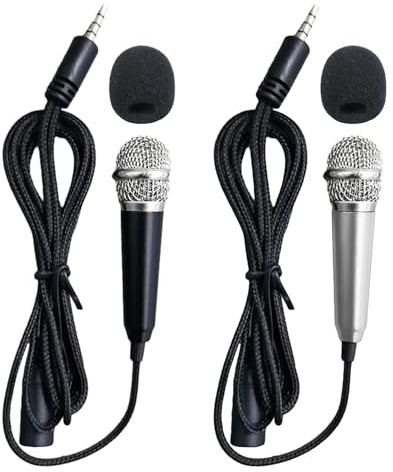 COACOM Microfoni con cavo, 2 microfoni per karaoke, in metallo, adatti per telefoni cellulari e computer portatili