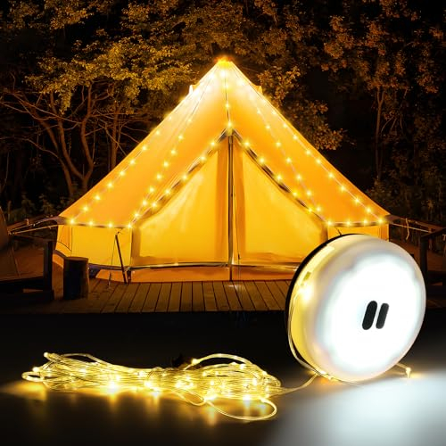 Weinsamkeit Camping Lichterkette, Outdoor String Lights mit 3 Beleuchtungsmodi, schnelle 30s Erholung, langlebig und wasserdicht, USB-Aufladung - Portable Camping Lichter für Hof und Wandern, 32,8ft