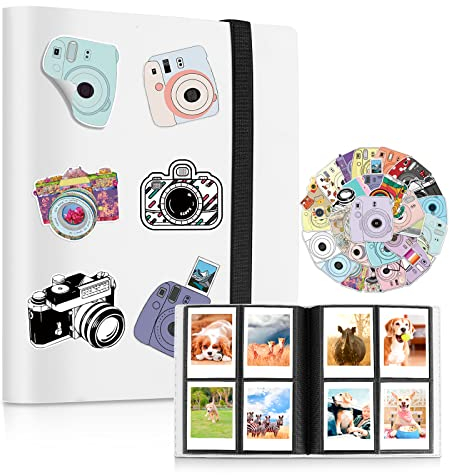 Mini-Fotoalbum 160 Taschen für 2 * 3 Zoll Foto kompatibel mit Fujifilm Instax Mini Film/Kpop Fotokarten (Weiß)