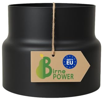 BirnePower Réducteur de Conduit de 200 à 180 mm, Revêtement Senotherm, Tuyau d'Évacuation des Fumées pour Poêle et Cheminée, Épaisseur 2 mm