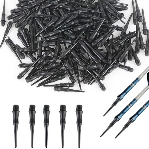 Ezydka Dartspitzen Kunststoff 200 Stück Softdart Spitzen, Schwarz Dart Spitzen Soft Dartpfeile zubehör Ersatzspitze, Dartpfeil Spitzen für Verbessern Ihre Dartfähigkeiten
