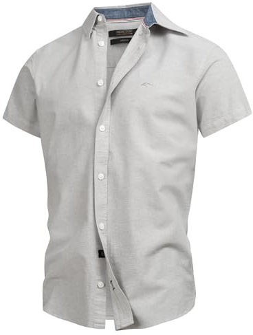 Indicode Herren INKenner Kurzarm-Hemd aus 100% Baumwolle mit Kentkragen | Klassisches Kurzarmhemd aus Baumwolle mit weicher Qualität, Herrenhemd, Sommerhemd, Freizeithemd, Baumwollhemd für Männer