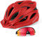 Odoland Bike Helmet with Cycling Sunglasses, Adult Cycling Helmets for Men Women Adjustable Lightweight Road Bike Mountain Bike Helmet Red