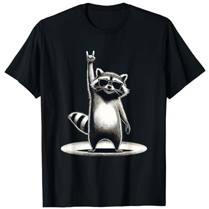 Retro Waschbär Rock Musik Geschenk Männer Kinder Frauen Lustiger Waschbär T-Shirt