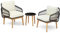 LIFEZEAL Ensemble Salon de Jardin Extérieur en Métal et Rotin PE, 2 Fauteuils avec Coussins Lavables, Table Basse Verre Trempé, Pieds en Bois, Charge 180 kg/45 kg