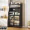Fiutazge Küchenschrank mit Arbeitsplatte,Buffetschrank,Küchenbuffet,Vitrinenschrank,Sideboard mit Verstellbaren Ablagen,Großer Stauraum,Küche, Wohnzimmer, Esszimmer,76 x 36 x 160cm,Schwarz