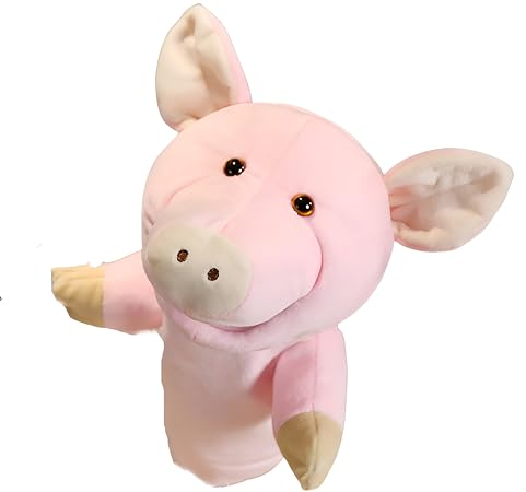 Proumhang Handpuppen mit Funktionierendem Mund,Wald Tier Freunde Theater,Spielzeug für Jungen oder Mädchen,Weiches Plüschspielzeug für fantasievolles Spiel,Showtheater Schwein 25cm