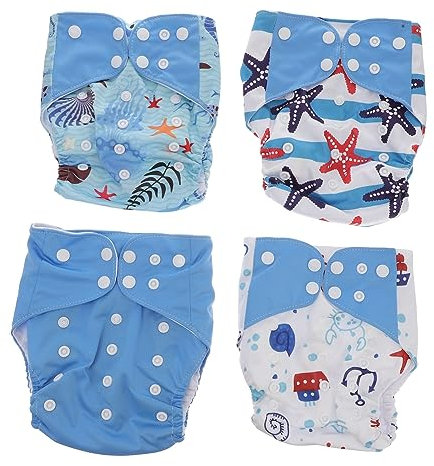 Vaguelly 4stücke Atmungsaktive Windelhosen Waschbare Und Auslaufsichere Stoffwindeln Für Kleinkinder Teiliges Set Mit Verstellbaren Knöpfen Und Innentasche Für Saugpads