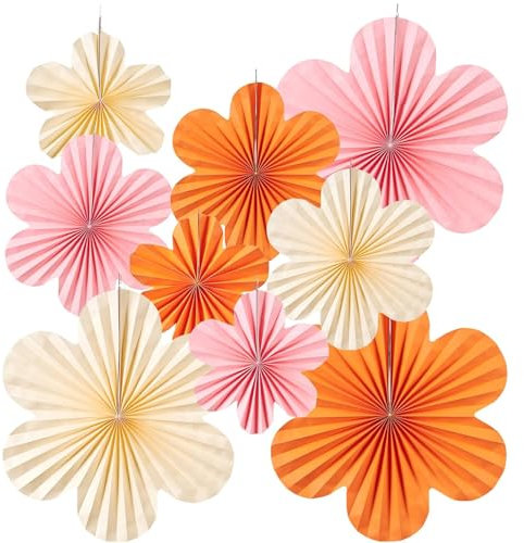 9 Pezzi Ventagli di Carta,Decorazioni floreali di carta,Decorazioni per ventagli di carta appesi per Feste,Matrimoni,Compleanni,Festival,Decorazioni per la stanza,Accessori per feste