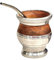 Vaso Mate Argentino Tradicional, Hecho a mano en Madera de Algarrobo con Recubrimiento de Acero Inoxidable, Mate con bombilla Gourd mate mug