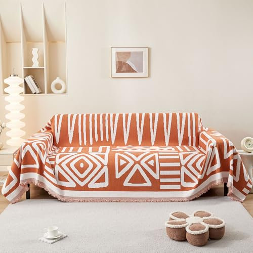 SHANNA Sofa Überwurfdecke 1/2/3/4 Sitzer, Chenille AB Seiten Ganzjährig Nutzbar Sofabezug L Form U Ecksofa Große Sofa Überzug, Vielseitige Sofaüberwurf Couch Überzug Sofa Cover Futonbezug mit Quaste
