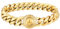 KRKC&CO 12mm Herren Armband mit rundem Totenkopf Verschluss, 18K Gold beschichtet Panzerarmband, breite dicke Edelstahl Cuban Armband, Hip Hop Biker Schmuck Geschenk für Männer Jungs [Länge 22,9cm]