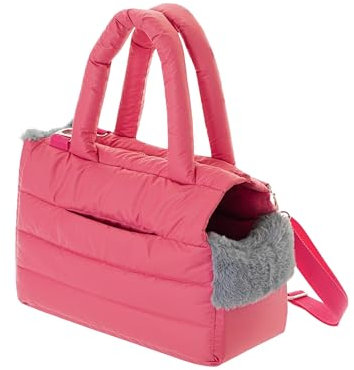 Transporttasche für Hunde und Katzen - Tasche für unterwegs, Dog Carrier -Schultertasche für Haustiere mit Gummiband mit Karabiner,bis 5 kg - Himbeerfarben