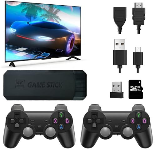 Retro Konsole mit Dual 2.4G Wireless-Controller, Eingebaute Karte 40000+ Spiele Retro Spielekonsole, Retro Console Unterstützt 40+ Simulatoren, 4K Retro Game Console Ausgang für TV-64G