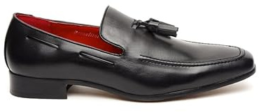 Mens Classic Faux Suede & Leather Tassel Loafers Retro Smart Casual Slip on Shoes [Jersey-Black-PU, UK/US 7 EU 41]