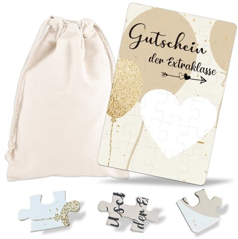 JOYEASE Puzzle Gutschein Valentinstag Karte, Romantisches Geschenk für Ihn Sie, Gutscheine zum selber ausfüllen - Überraschung zum Geburtstag & Jahrestag für Mann Frau Partner Freundin & Freund